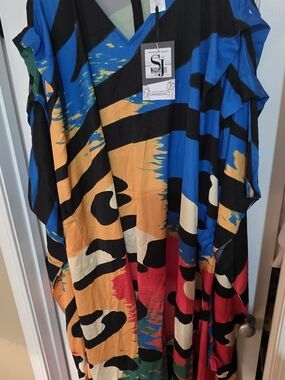 Sassy Jones Katrina Kaftan Jumpsuit in Vibrant Pattern